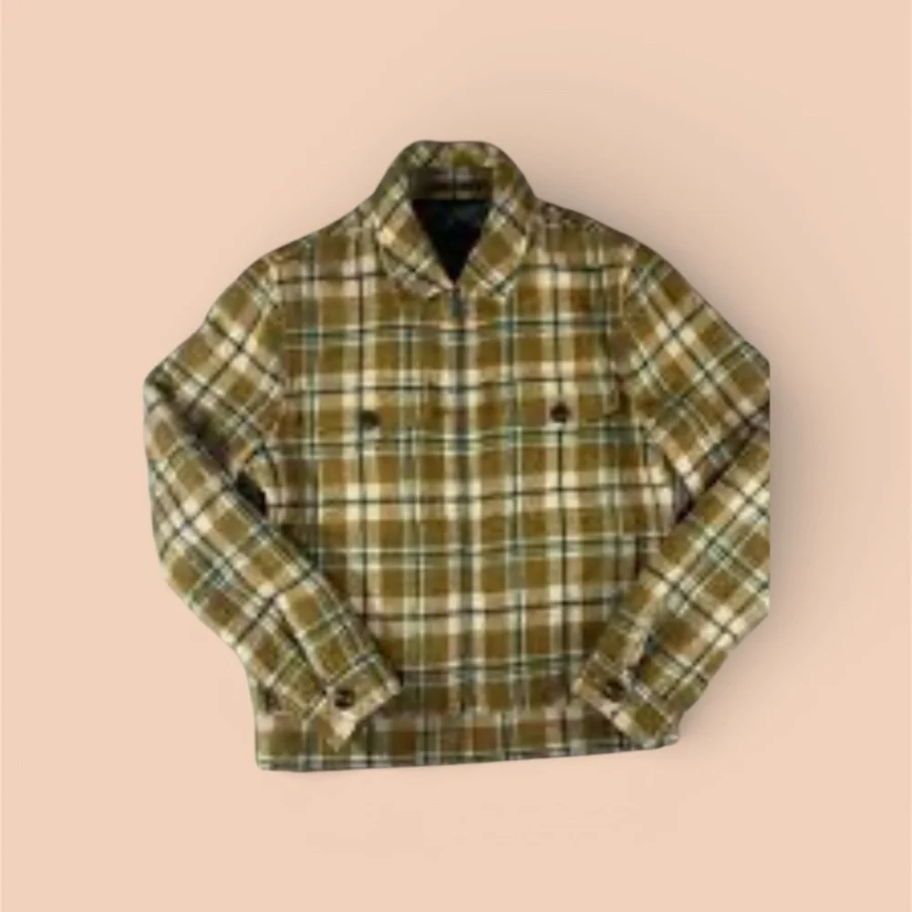 Todd Snyder Wool Bouclé Double Zip Jacket Brown Green Plaid Lined Men’s XL H2F​​